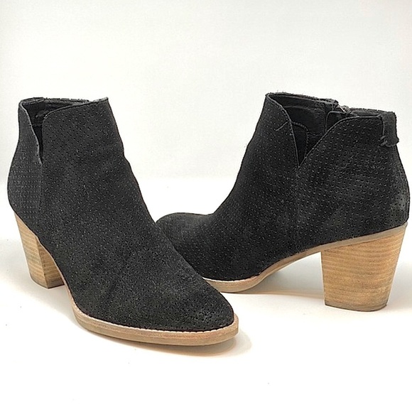 Dolce Vita Ankle Booties Black Suede Wooden Heel women size 9.5 - Picture 1 of 10